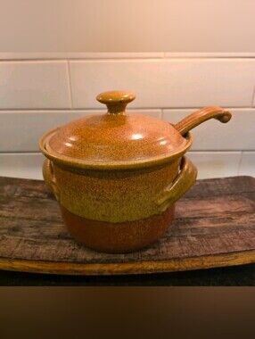 Pottery Stoneware Soup Tureen 3 Piece With Lid And Ladle
